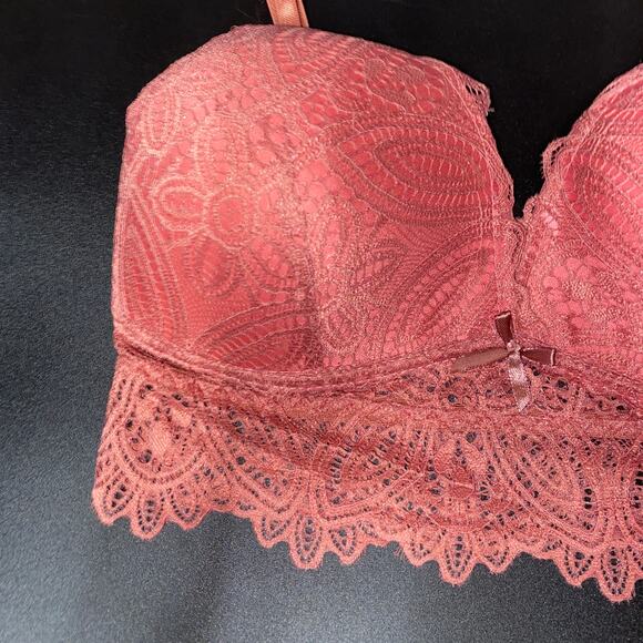 NWT Frederick's of Hollywood Finley Mauve Lace Wireless Bra Bralette Longline XL - Picture 3 of 7